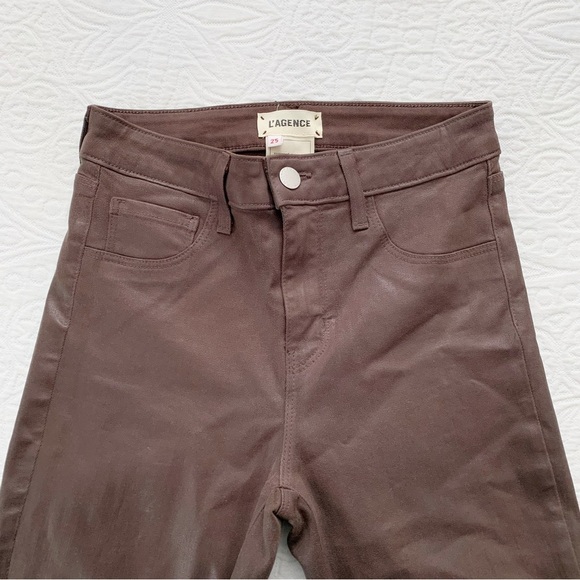 L'AGENCE Margot Skinny High Rise Jeans, Cocoa Coated - Picture 8 of 10